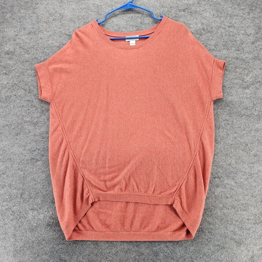 Ann Taylor LOFT Shirt Womens Medium Short Sleeve Orange